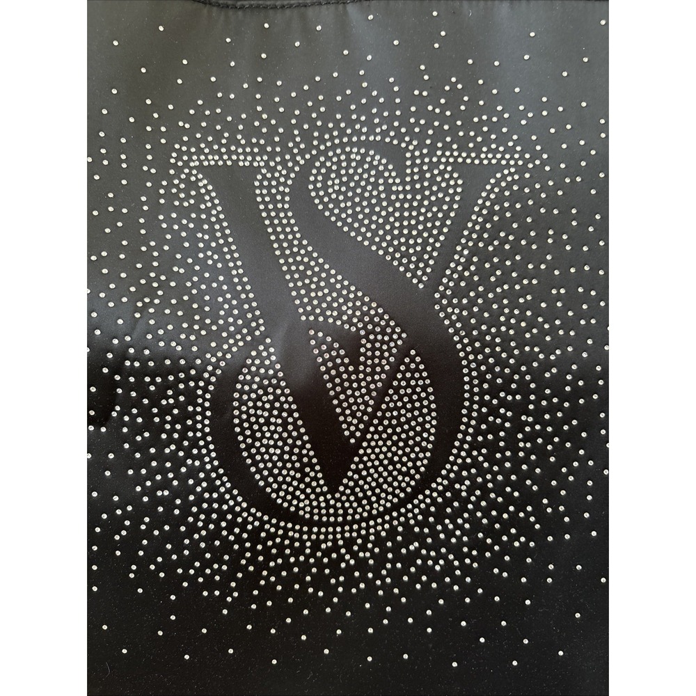 NWT Victorias Secret Black Rhinestone Logo Satin Tote‎ Bag Zipper Large Shoulder